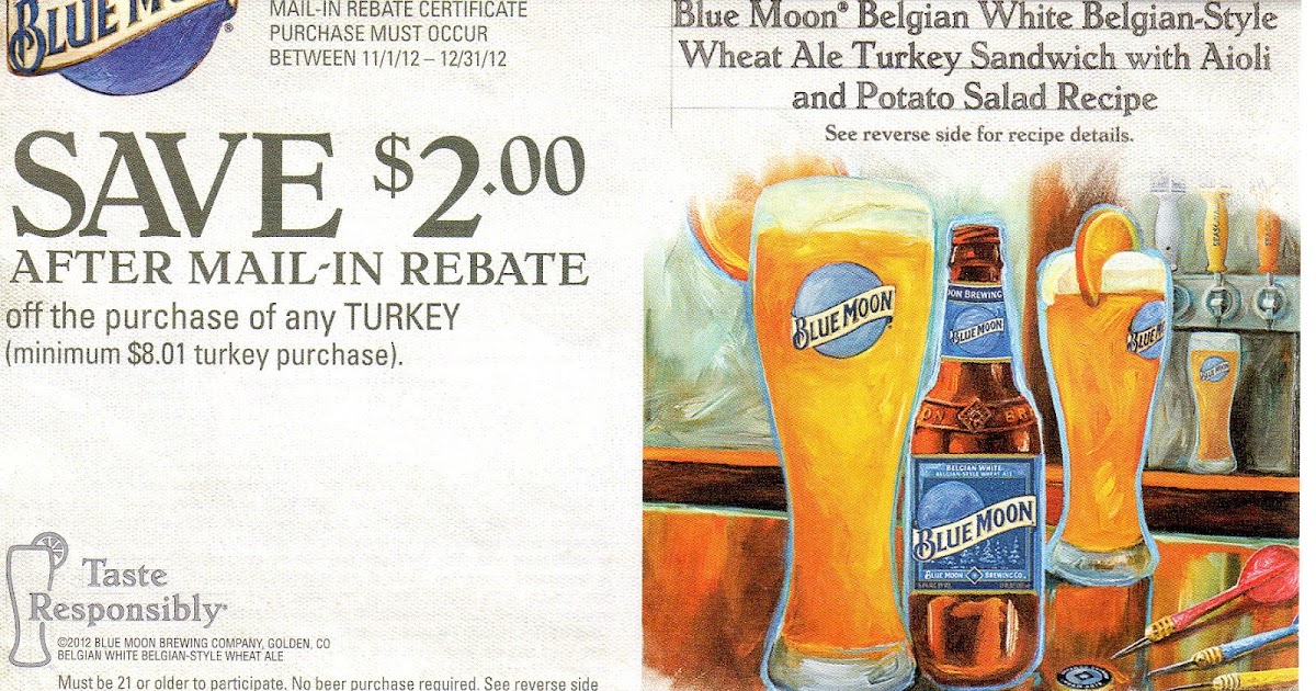 Coupon STL Blue Moon Beer Rebate Save 2 On Turkey