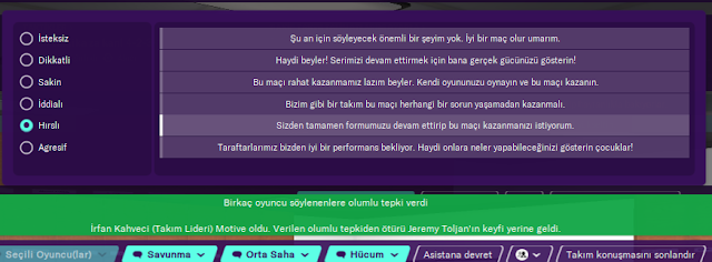 fm20 maç öncesi takım konuşması