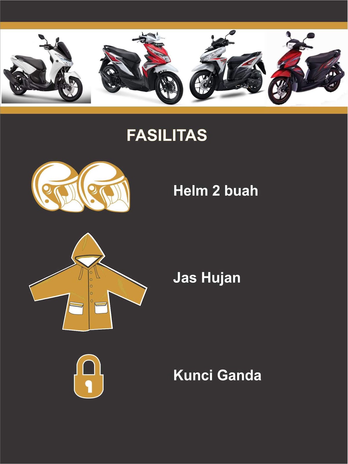 RENTAL MOTOR BANDUNG KUKURILINGAN RENTAL MOTOR Fasilitas