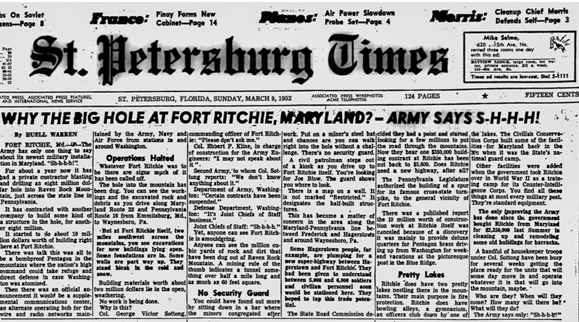 About Site R Why the Big Hole at Fort Ritchie, Maryland? Army says SH