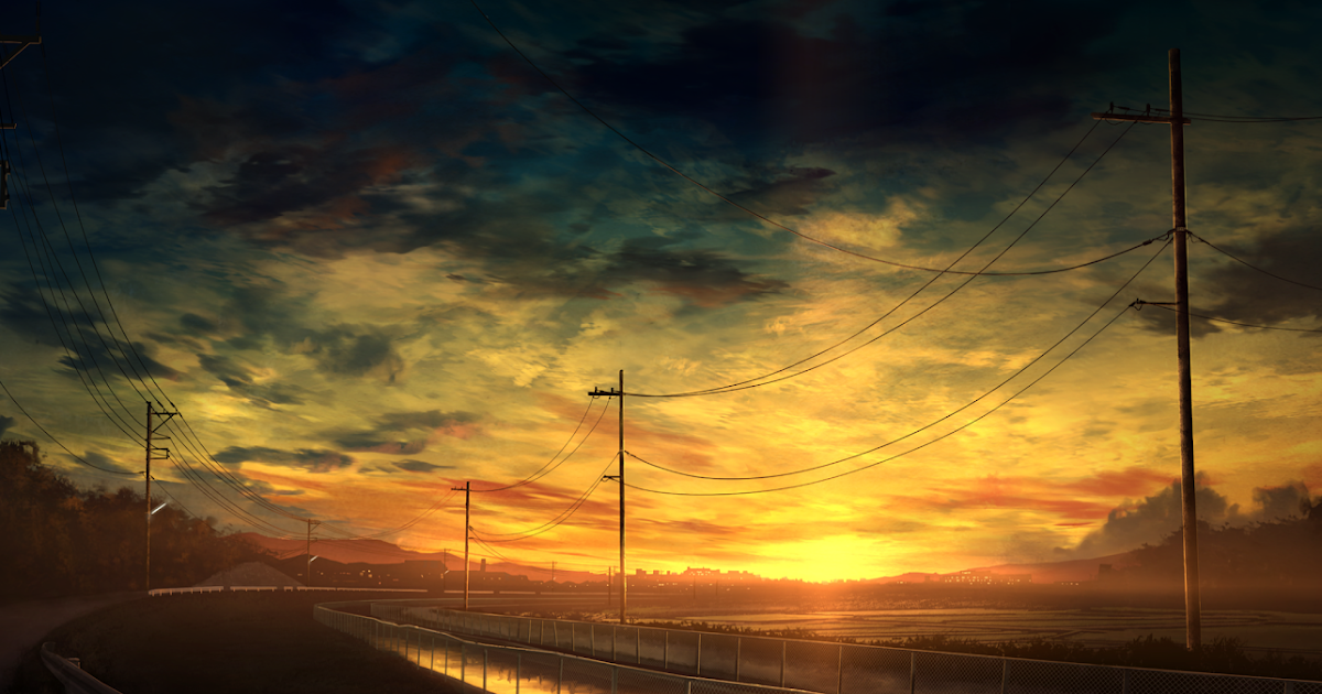 sunset anime landscape sunset anime landscape