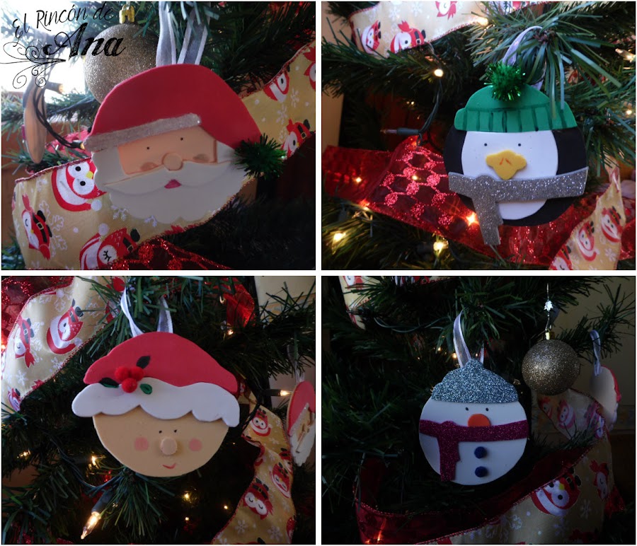 Adornos para el árbol de navidad con goma eva