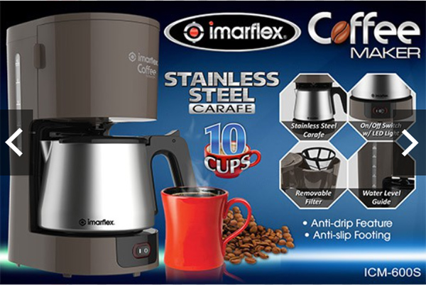 Imarflex Coffee Maker with Stainless Steel Carafe, Imarflex Coffee Maker with Stainless Steel Carafe review, hot coffee, brewed coffee, coffee beans, black coffee, glass carafe, 3-in-1, helper, household help, dishwashing, morning coffee, caffeinated couple, migraine, caffeine fix, caffeine withdrawal, wake up drink, coffee cupping, online shop, instant coffee, Covid-19, French press, automatic drip coffee maker