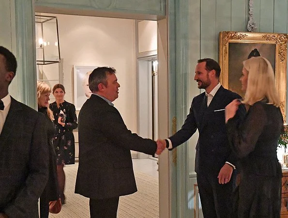 Crown Prince Haakon and Crown Princess Mette-Marit of Norway hosted a dinner for about 60 guests at Skaugum