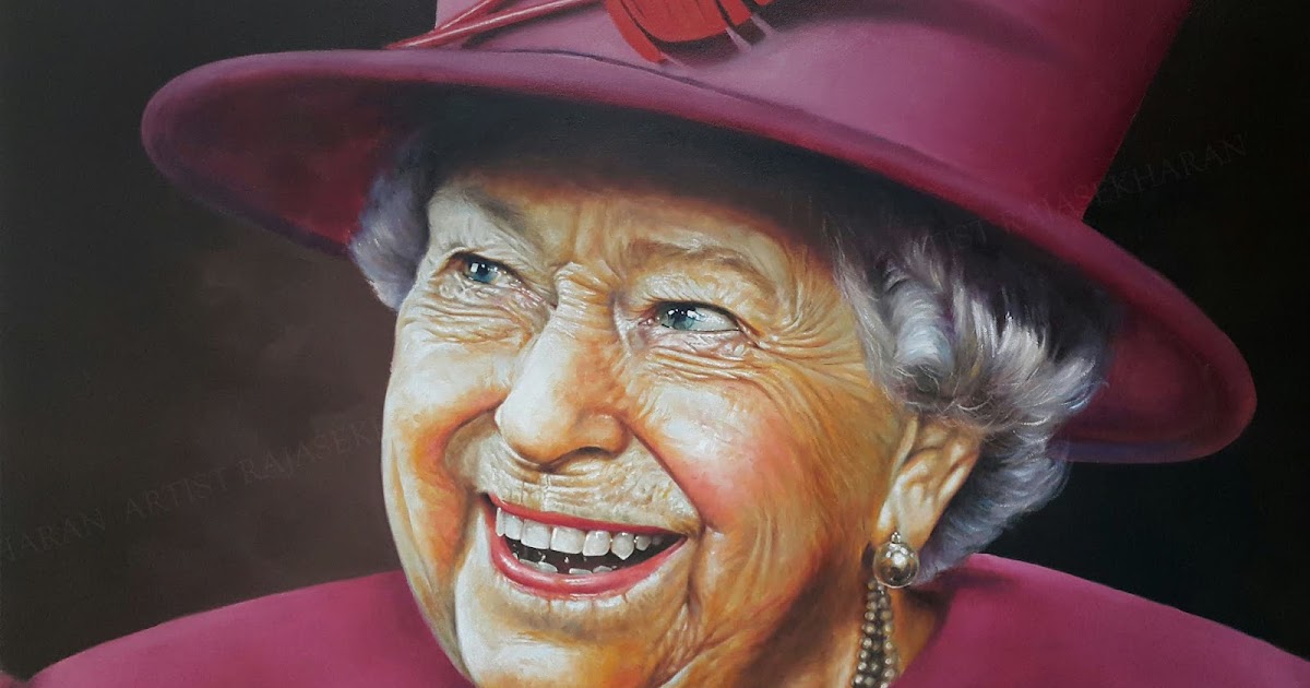 INCREDIBLE OIL PAINTINGS QUEEN ELIZABETH OIL PAINTING BY RAJASEKHARAN