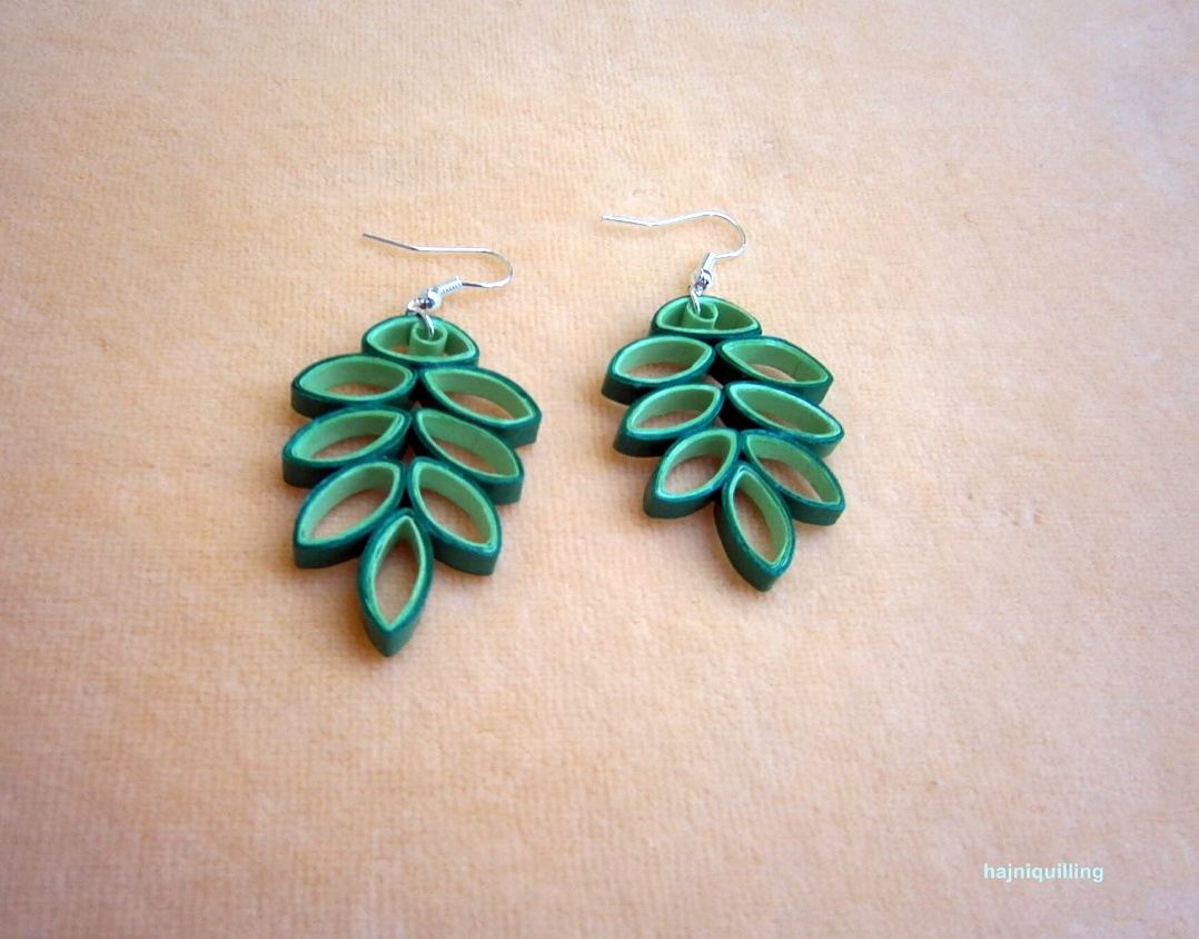 hajniquilling Zöld quilling fülbevaló quilling earring