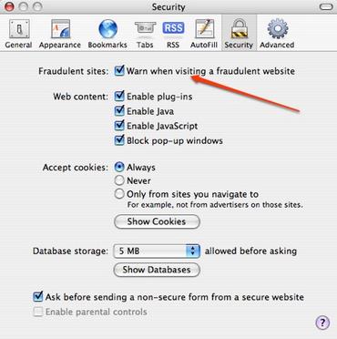 Safari Phishing protection