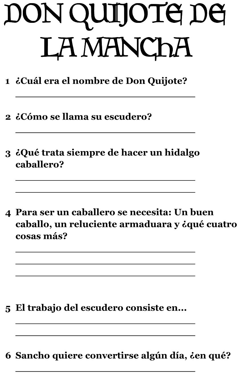 SegundoA19deAbril DON QUIJOTE DE LA MANCHA II. COMPRENSIÓN ORAL