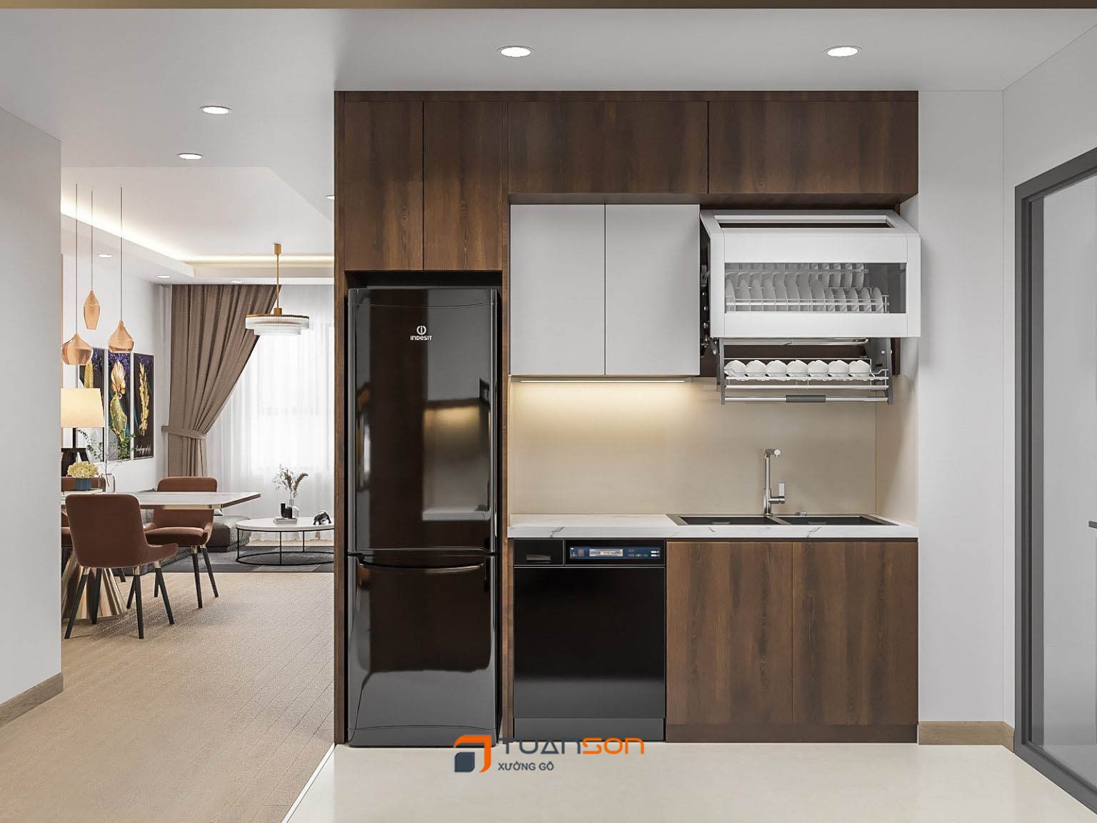 Thiết kế nội thất phòng bếp căn 3 phòng ngủ IEC Thanh Trì