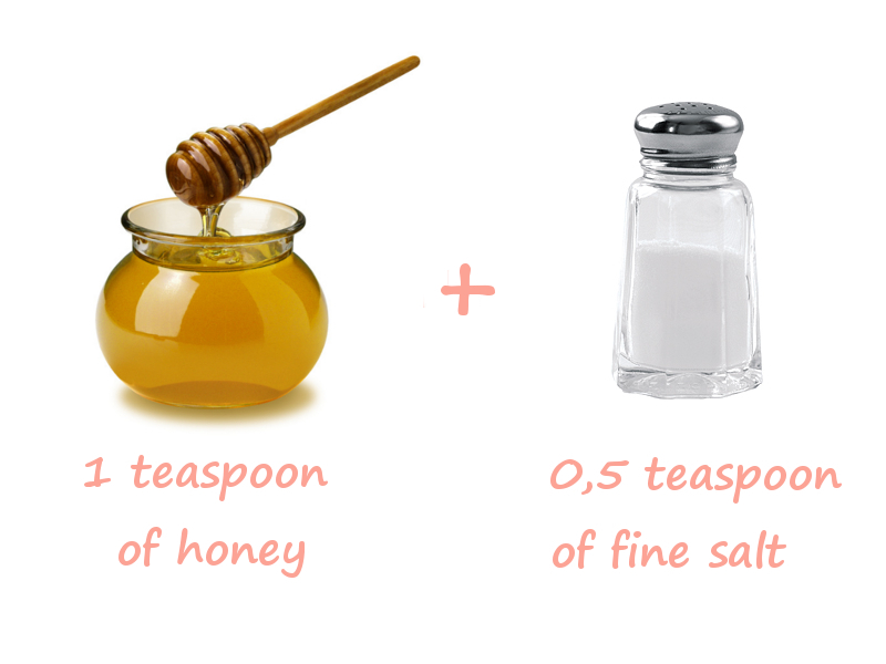 collage that explains a recipe for natural, homemade skin care mask with honey and sea salt