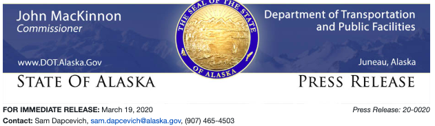 KPB Joint Information Center: 3/19/20 The Alaska Marine Highway System KPB Joint Information Center: 3/19/20 The Alaska Marine Highway System