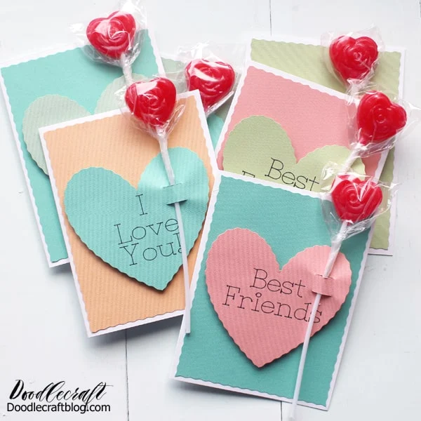 8 Valentine Heart Cards with Heart Envelopes, Reversible