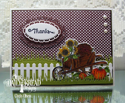 Our Daily Bread Designs, Season's Change, Wheelbarrow, pierced rectangles, Grass Hill, Grass Lawn, Fence, Layered Lacey Ovals, Ephemera Paper Collection, designed by Chris Olsen