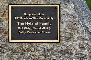 Plaque for Hyland family in Willowfield Gardens, Toronto