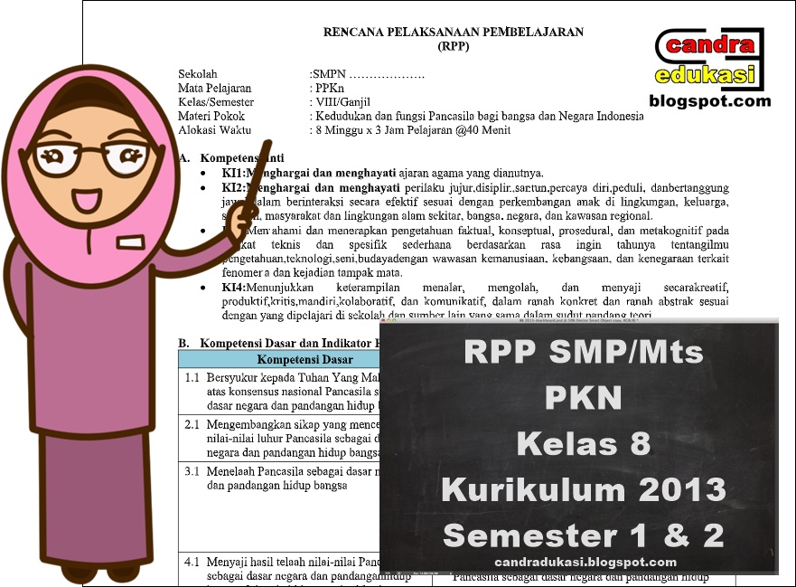 RPP PKN Kelas 8 Kurikulum 2013 Edisi Revisi 2018 Semester 1 dan 2