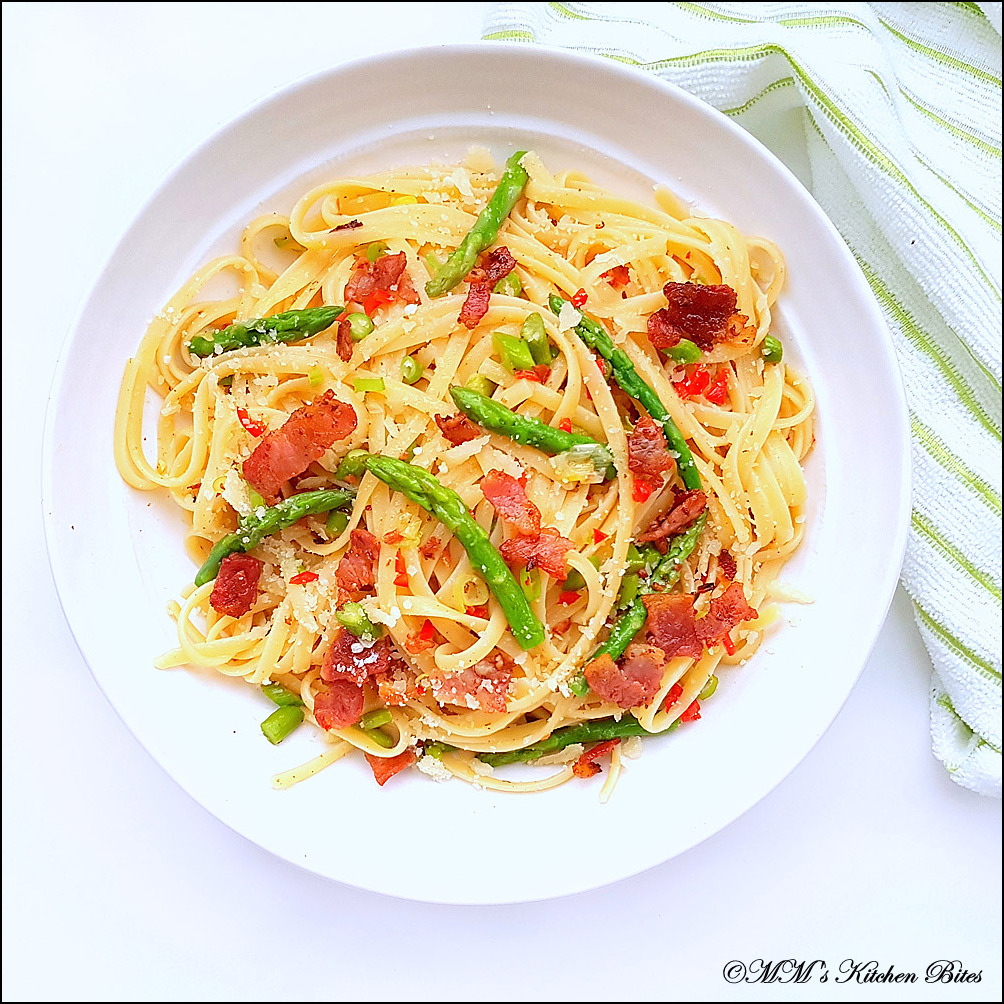 MM's Kitchen Bites Asparagus Pasta...five to ten, give me more!