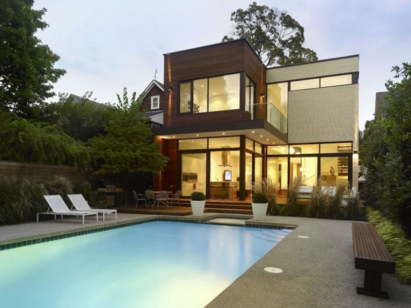 27 Desain rumah mewah minimalis 2 lantai dengan kolam renang