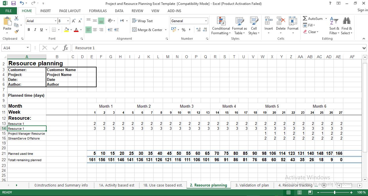 6 Excel Resource Planning Template Excel Templates ZOHAL