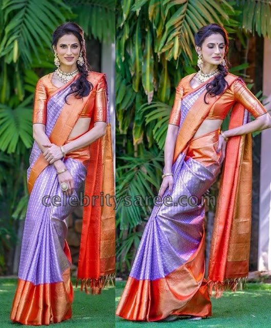 Shilpa Reddy in Violet Kanchipattu Saree