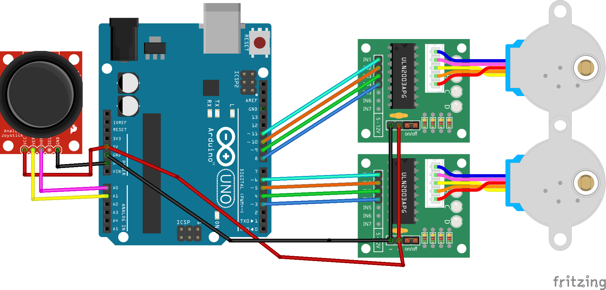 Control a Two Stepper Motor using an Arduino, a Joystick - Tutorial
