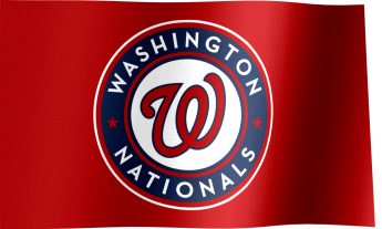The waving flag of the Washington Nationals with the logo (Animated GIF)