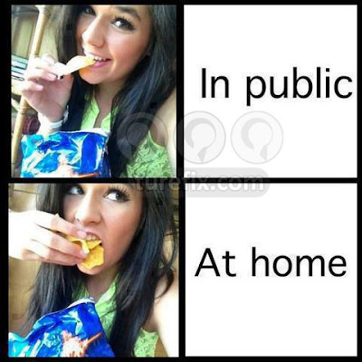 Public vs Home, funny images hot girls eat picture