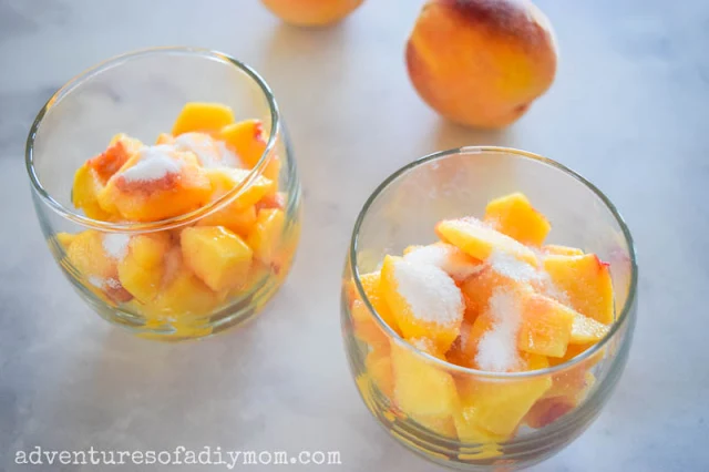 sprinkle peaches with sugar