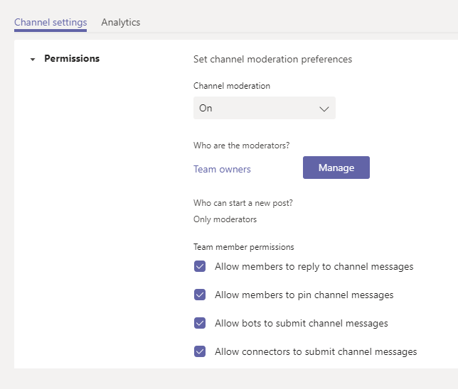 Pinning posts in Teams channels