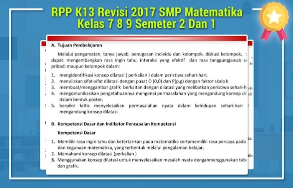 Rpp K13 Revisi 2017 Smp Matematika Kelas 7 8 9 Semeter 2 Dan 1