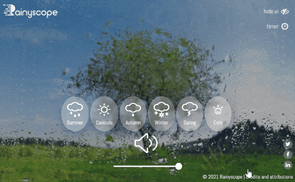 Rainyscope 雨聲模擬器,網頁聆聽四季下雨聲音