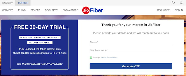 How to apply jio fiber online ?