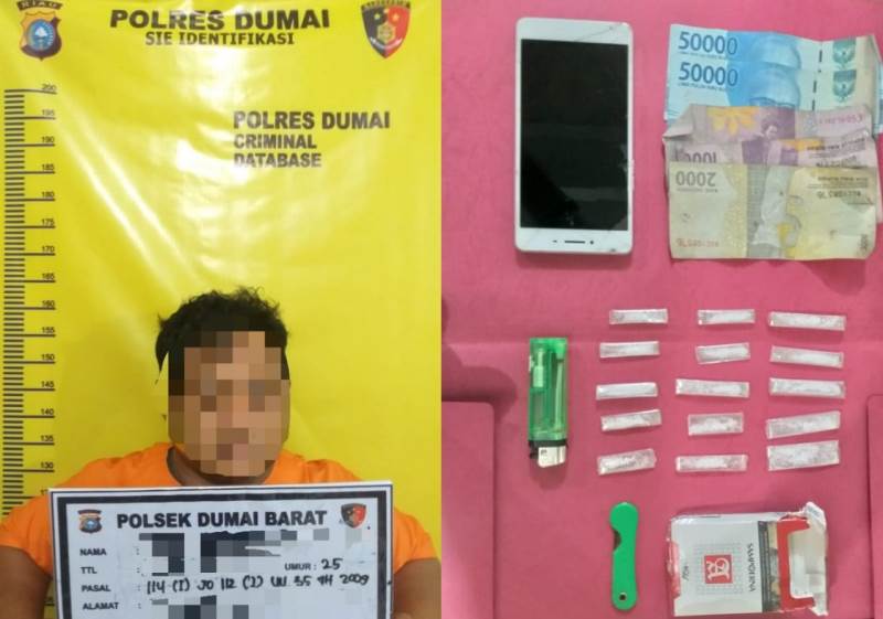 Polsek Dumai Barat Bekuk TL Pengedar Narkotika Jenis Shabu