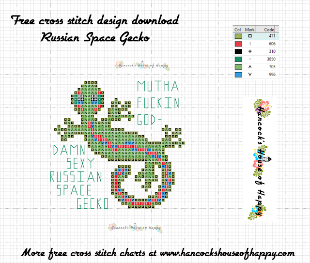 Sexy Russian Space Gecko Free Cross Stitch Pattern to Download