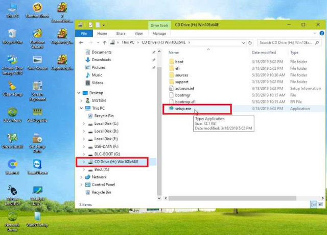 Cari CD Drive Windows dan Klik Setup exe Untuk Install Windows install windows dengan flashdisk