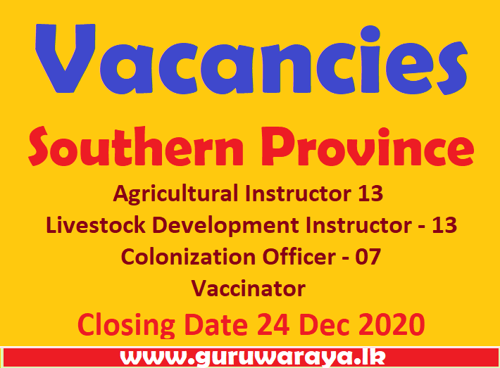 Vacancies : Southern Province