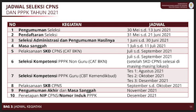 Jadwal Seleksi CPNS dan P3K (PPPK) Tahun 2021