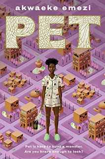 A young Black girl stands in yellow pajamas superimposed over a cartoonish aerial view of a town laid out in a grid.