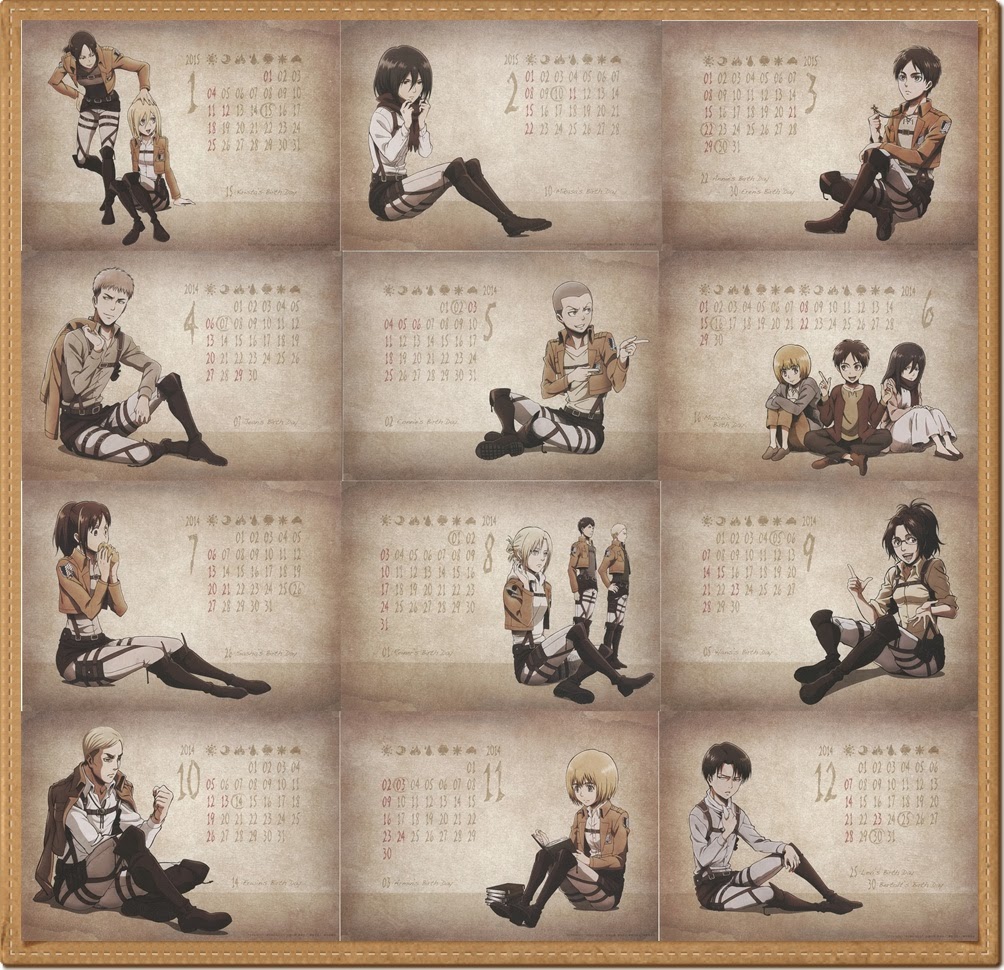 Attack On Titan Calendar School 2014