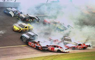 NASCAR, stock car racing, crashing and burning