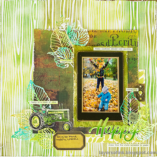 Layers of ink - Beautiful shades of green layout by Anna-Karin Evaldsson.