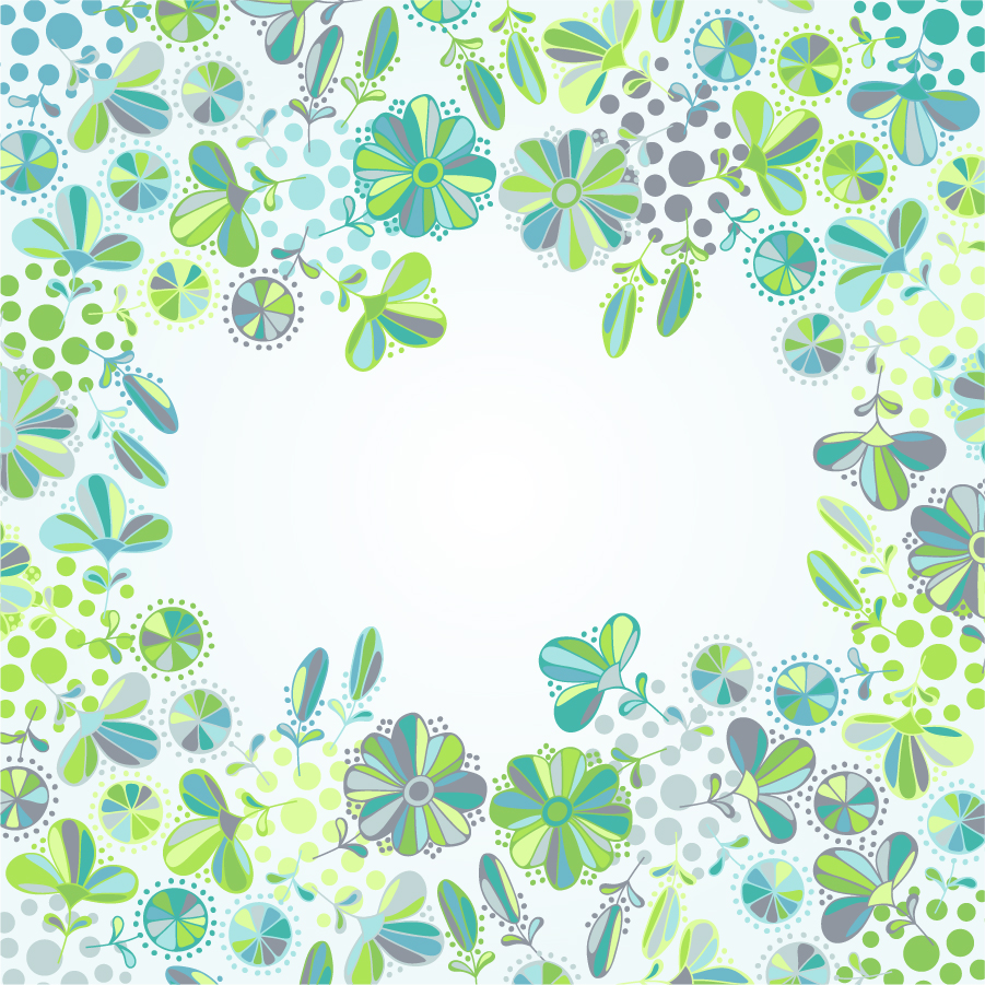 美しい緑の植物で囲んだフレーム Flowers Frame Vector イラスト素材