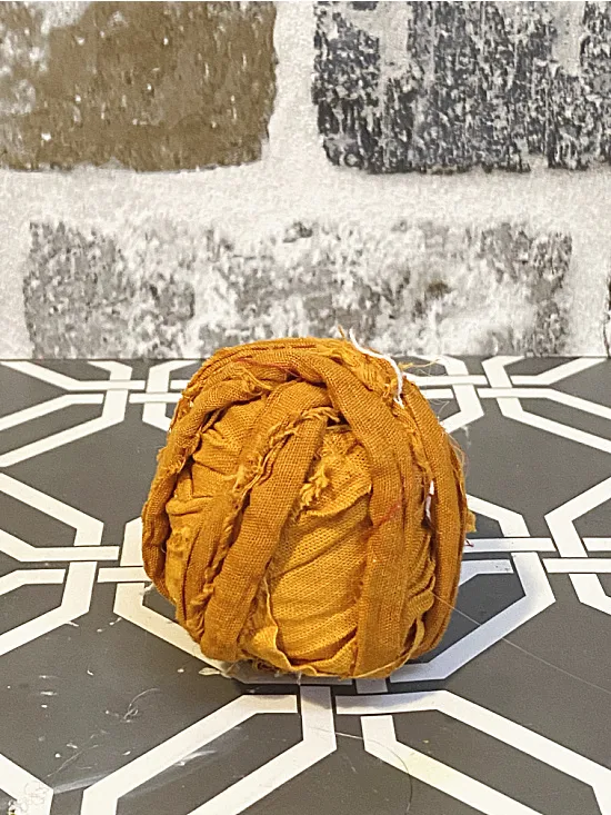 wrapped pumpkin with rags