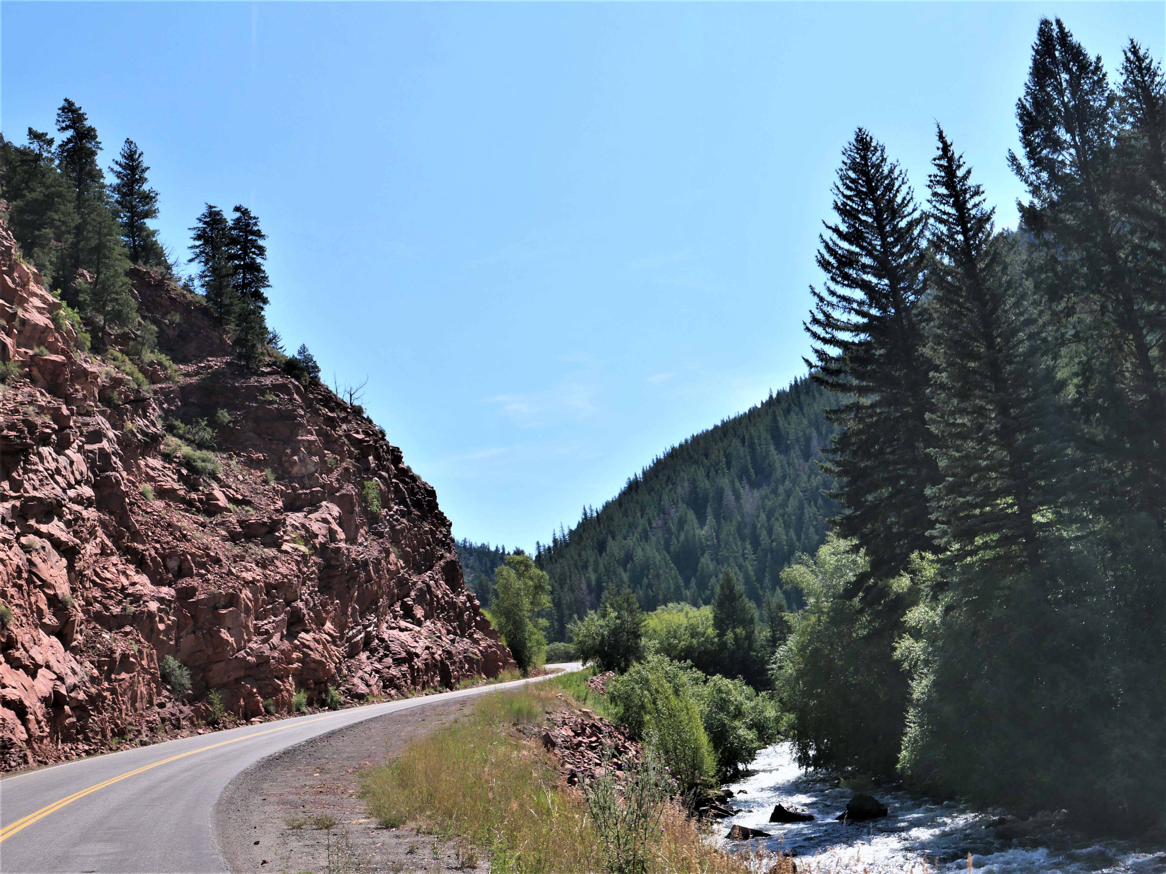Pillion Papers Riding around Basalt Colorado on Fryingpan Road