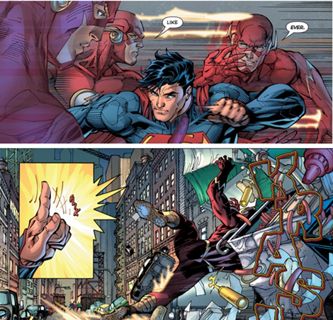 Superman's speed makes him beat Flash