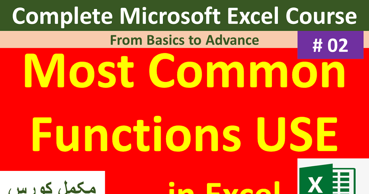 Common Functions in Excel 02 Complete Microsoft Excel Course ms excel Top Functions in Excel