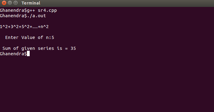 C++ Program To Find Sum Of Given Series 1^2+3^2+5^2+ . . . . n^2