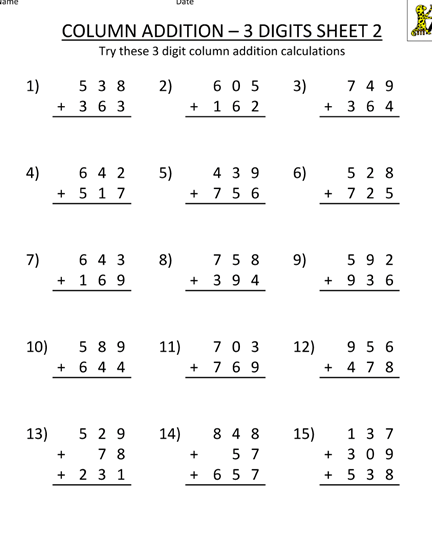 STARS OF PIS AHMEDABAD STD II: Math practice sheets for class-2 ...