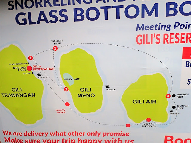 バリ島発、ギリ3島シュノーケリング専門ツアー、ポイントマップ