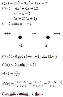Contoh Soal Penyelesaian Kemonotonan Dan Kecekungan Kalkulus I