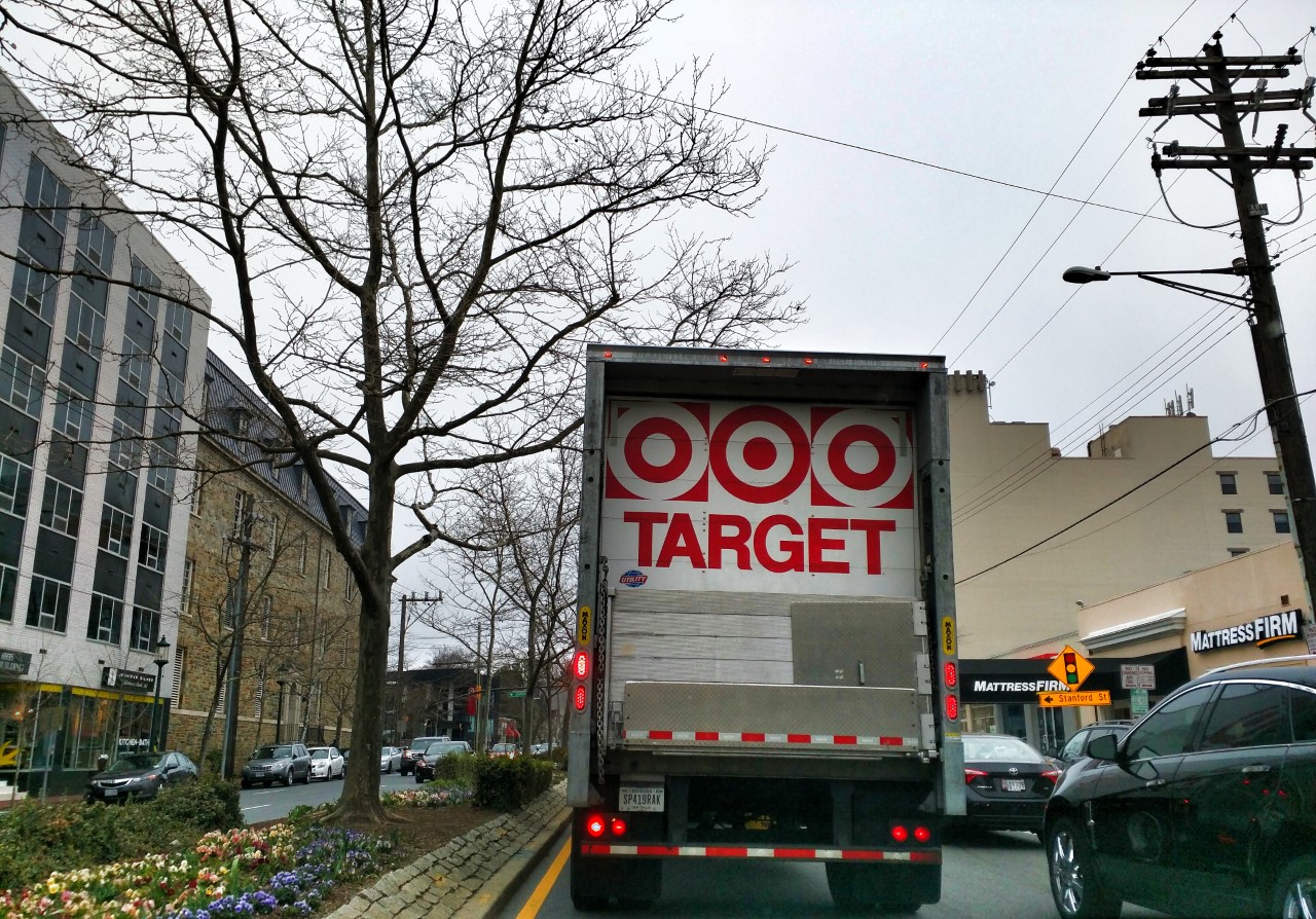 Robert Dyer Bethesda Row Target trucks continue to deliver inventory